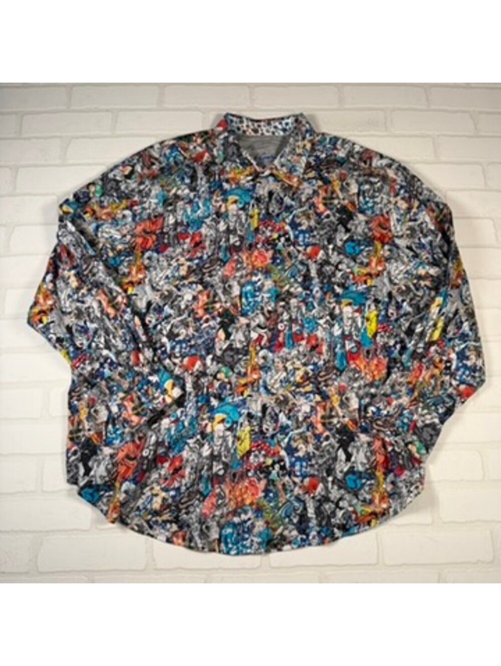 Robert Graham Multicolor Samurai Japan Graphic Button-Up Long Sleeve Shirt 3XL